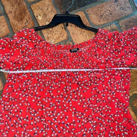 Ana Off Shoulder Floral Dress Smock Neck Flowy Sleeve Dress - Picture 7 of 8